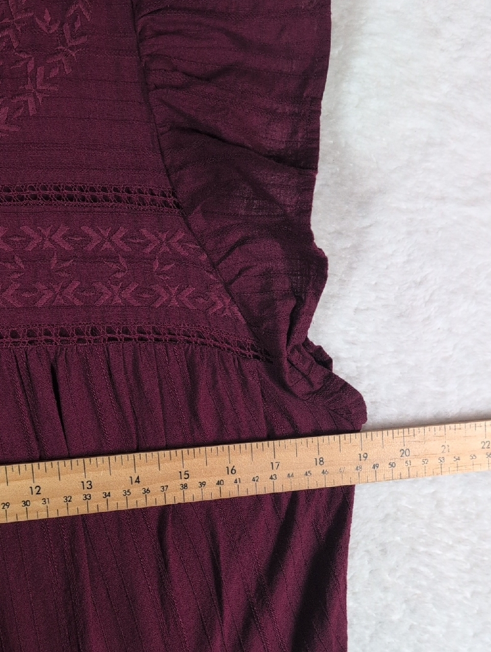 Universal Thread Burgundy Maxi Dress with Flutter Sleeves - Picture 3 of 6